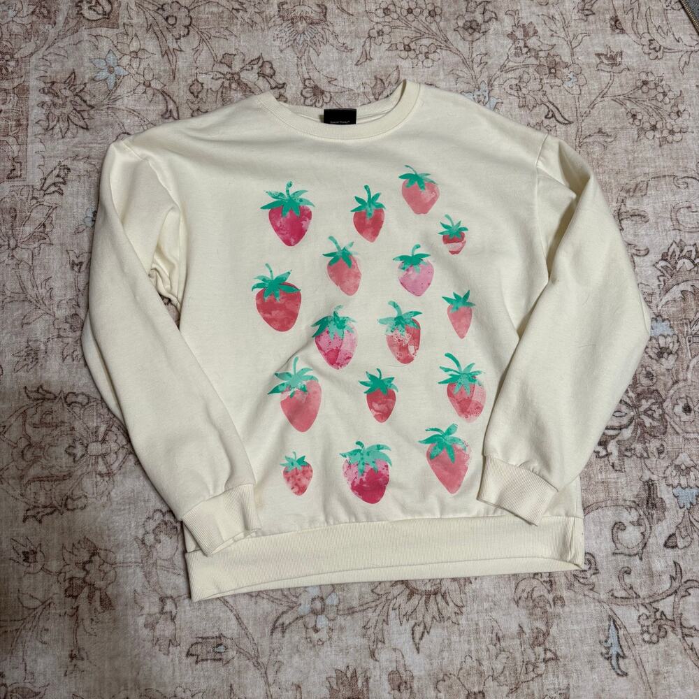 Special Thanks Strawberry Cottagecore Whimsical Sweatshirt Womens Size XS